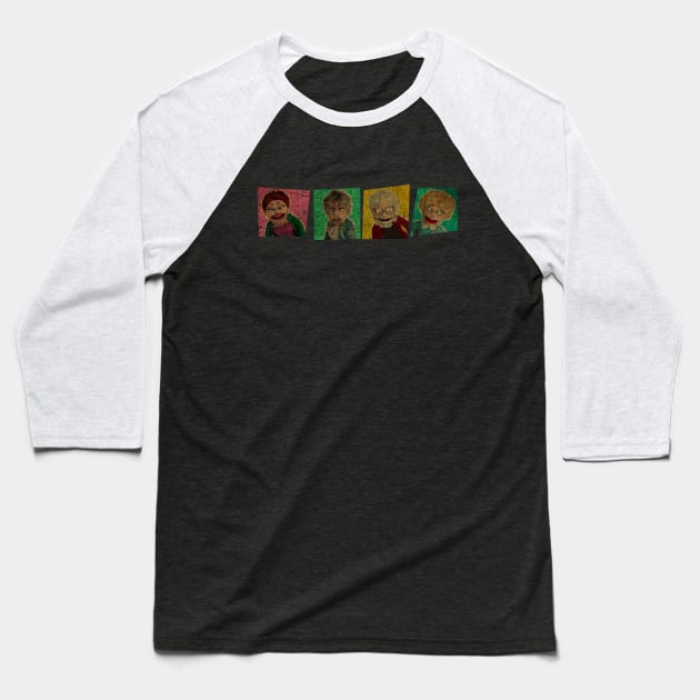 VINTAGE TEXTURE - GOLDEN GIRLS SHOW - A PUPPET PARODY SHOWS copy Baseball T-Shirt by pelere iwan